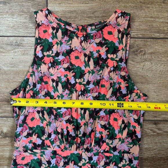 J Crew Mercantile Ruched Waist Dress Size 4 Neon Floral Flounce - Picture 13 of 16